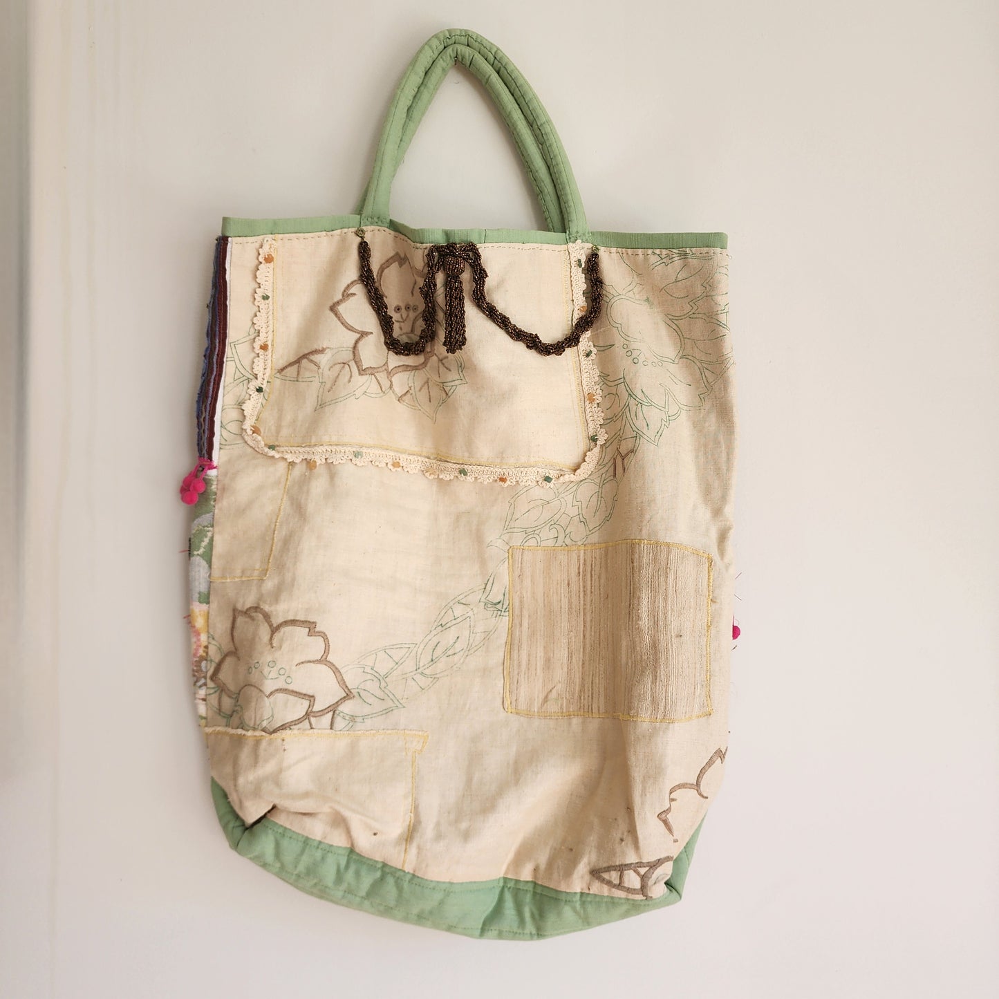 over sized appliqued tote bag