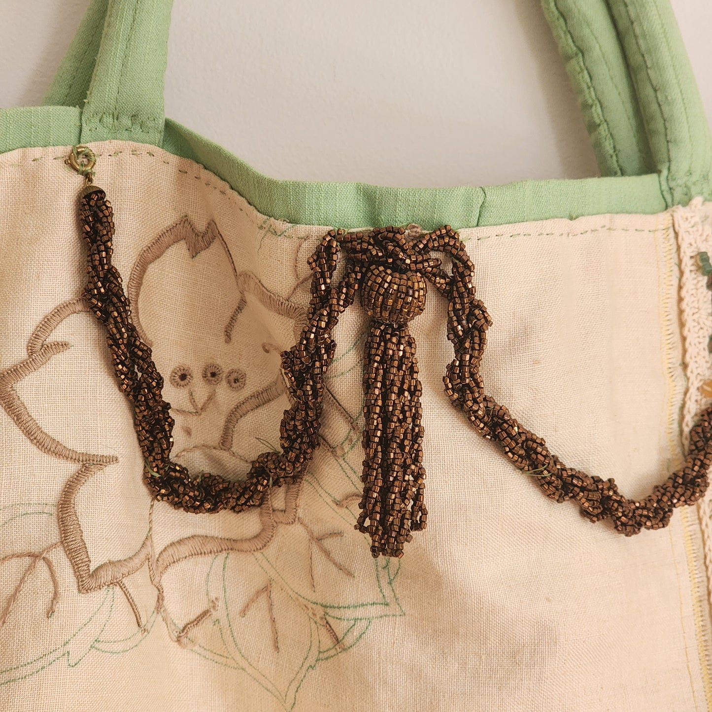 over sized appliqued tote bag