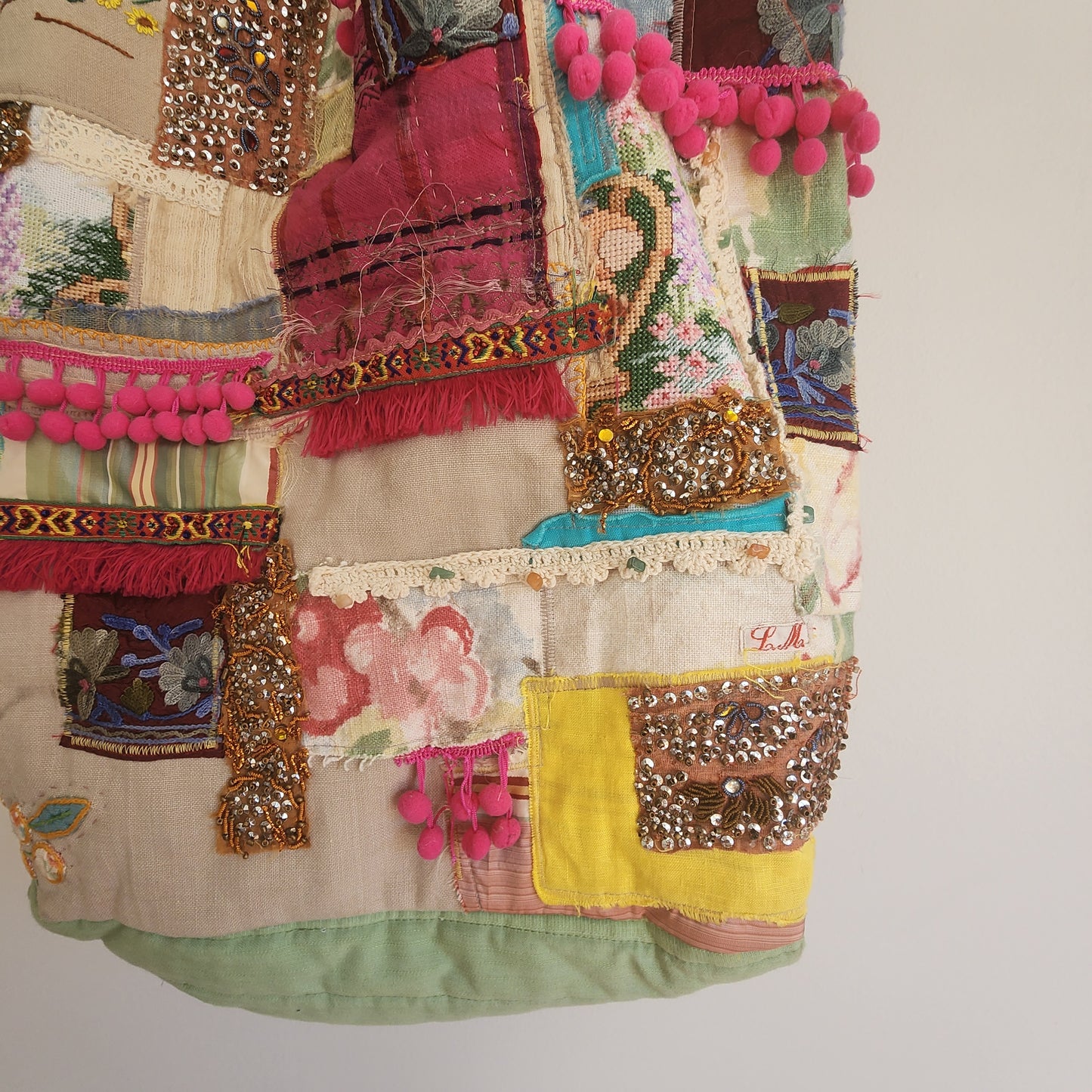 over sized appliqued tote bag