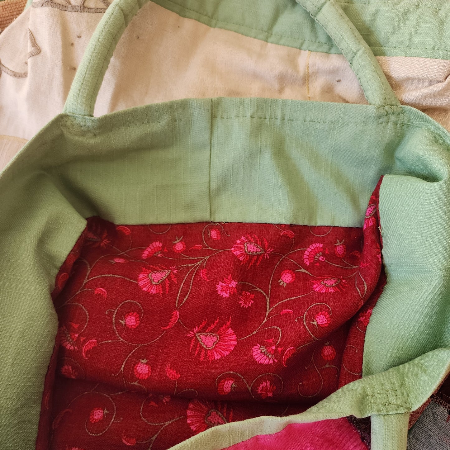 over sized appliqued tote bag
