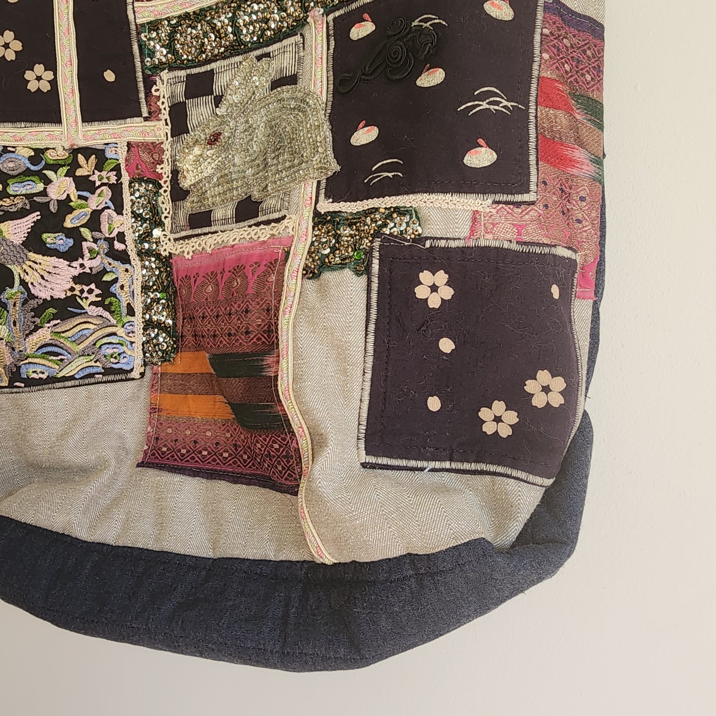 oversized appliqued tote bag