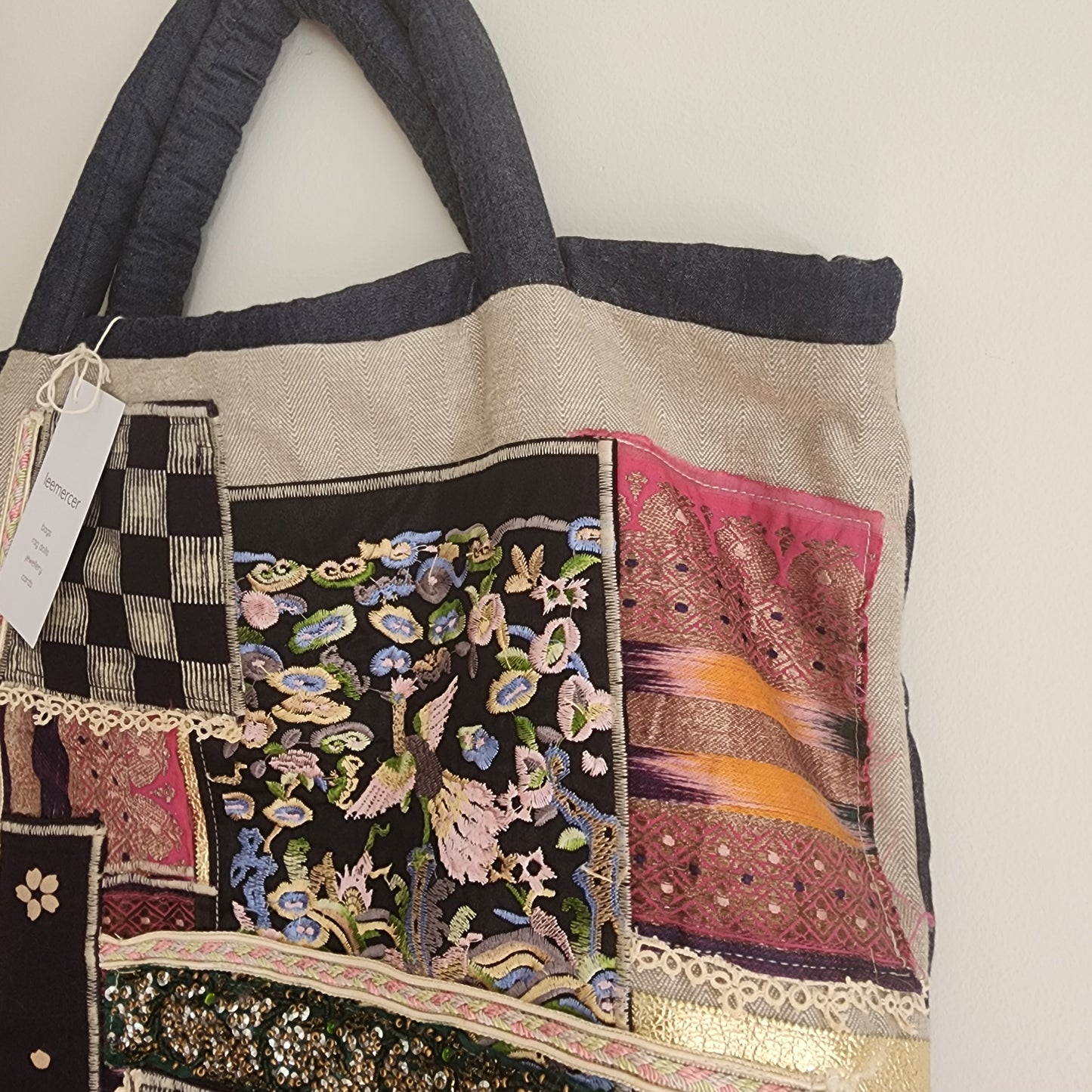 oversized appliqued tote bag