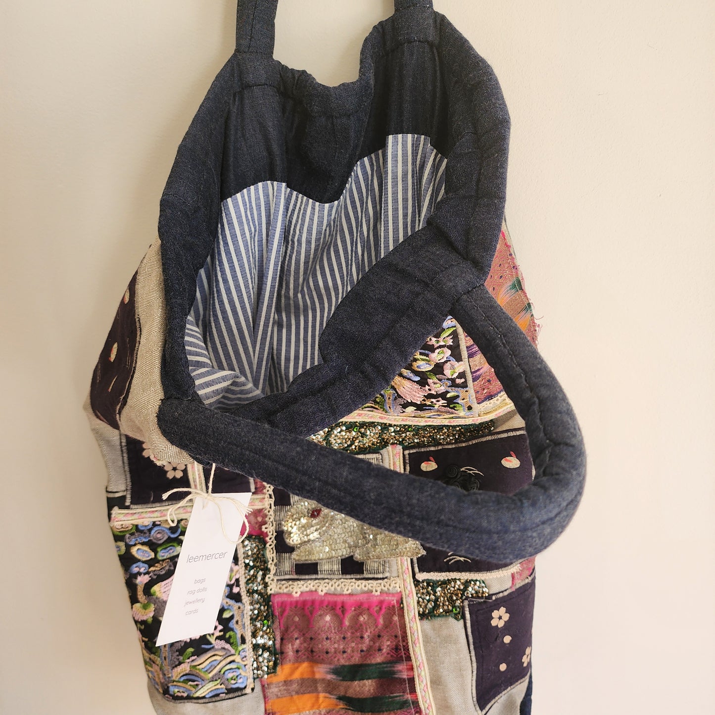 oversized appliqued tote bag